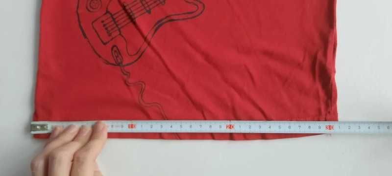 BEZ WAD Bluzka T-shirt TU 3-4lat 98-104 cm czerwona z gitarą #738