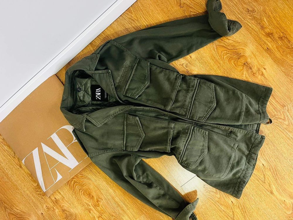 Zielona kurtka militarna zara xs khaki