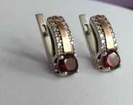 Серьги серебро 925 золото 375 гранат 5 гр