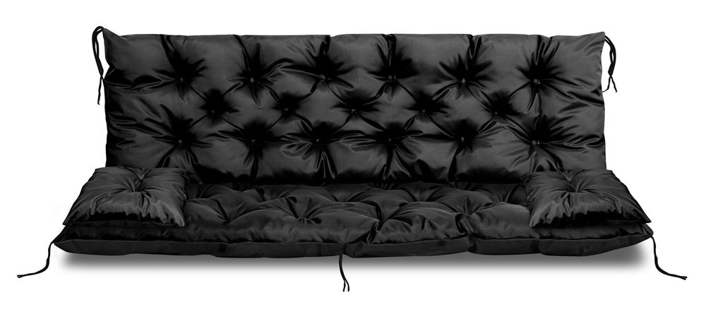 Poduszka ogrodowa 180x60x50 cm + 2 poduszki na ławkę huśtawkę czarna
