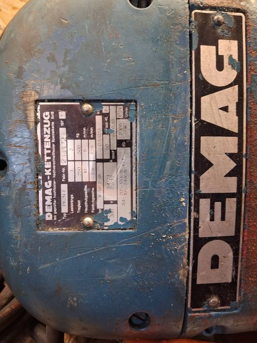 Wciągarka łańcuchowa DEMAG PK2N-F 500 kg, 380V, pilot, sprawna
