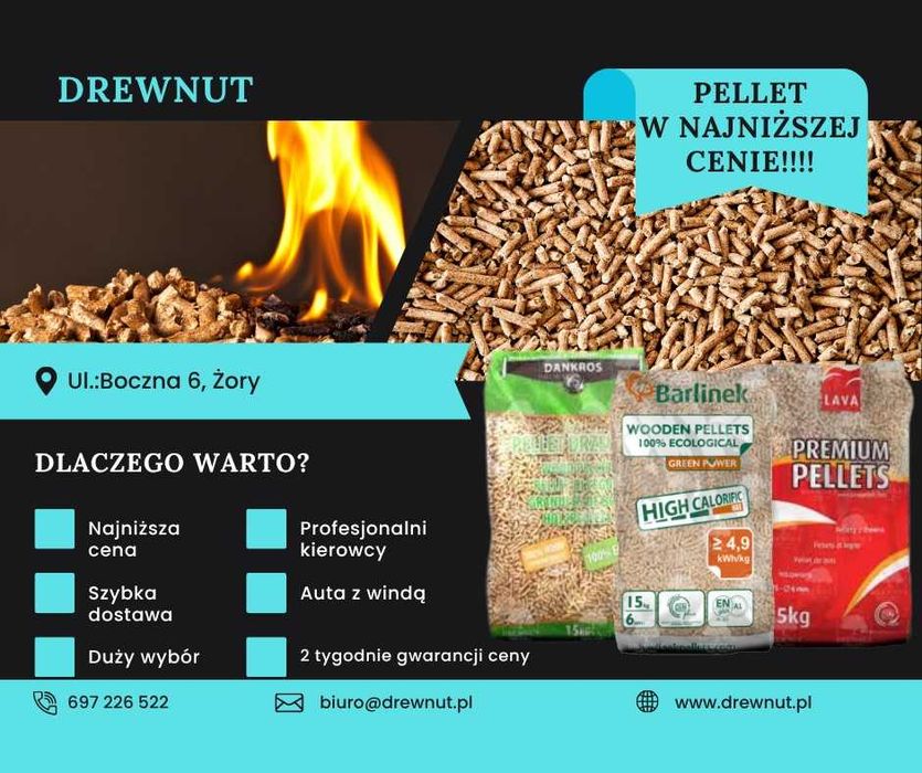 pellet NAJTAŃSZY oraz pelet Gold Drewnut Olczyk Feniks Barlinek A1 A2