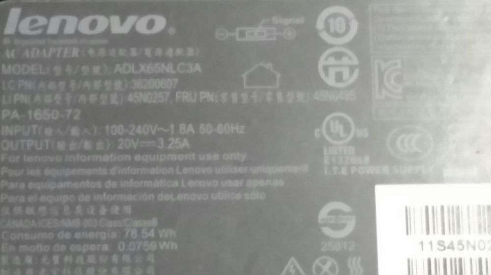 Oryginalny zasilacz Lenovo 20V ADLX65NCC3A