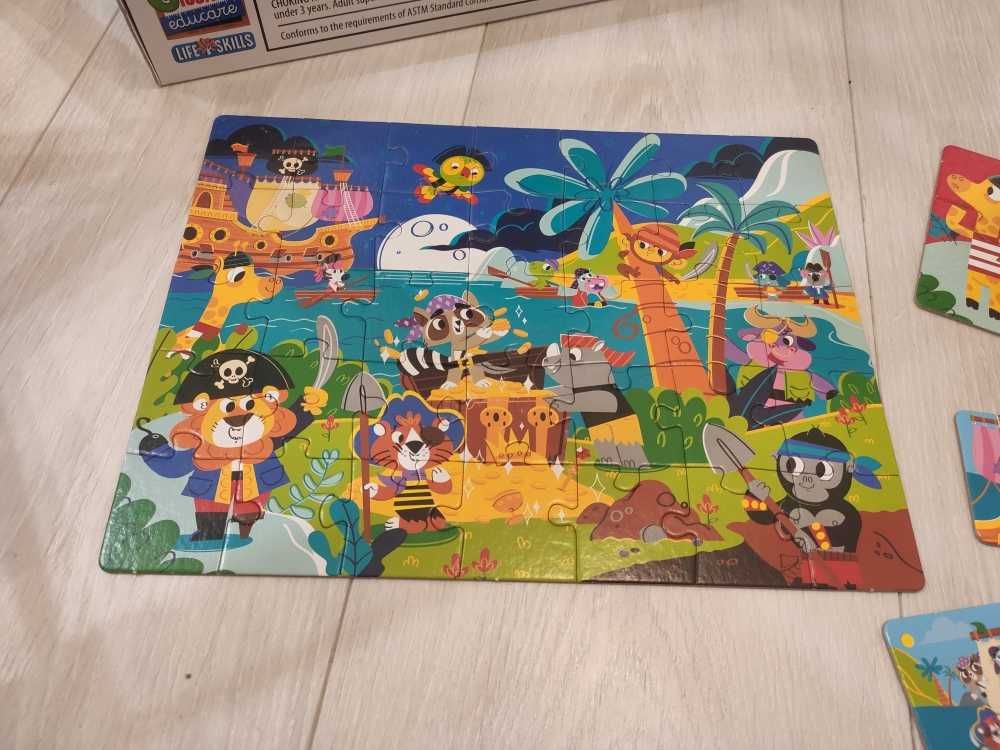 Kolekcja gier edukacyjnych, puzzle, statek piracki 3D, przeplatanki