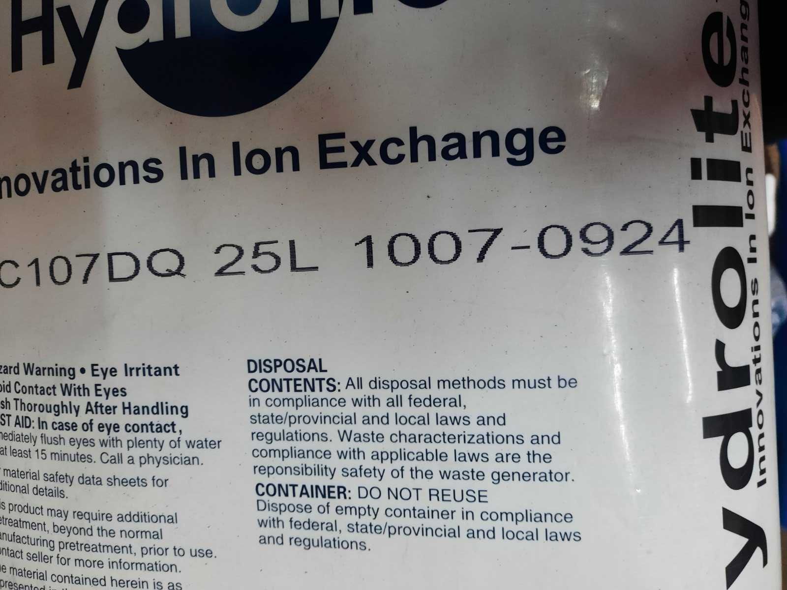 Ионообменная смола (умягчение), Hydrolite ZGC107DQ,  25 л/мишок)