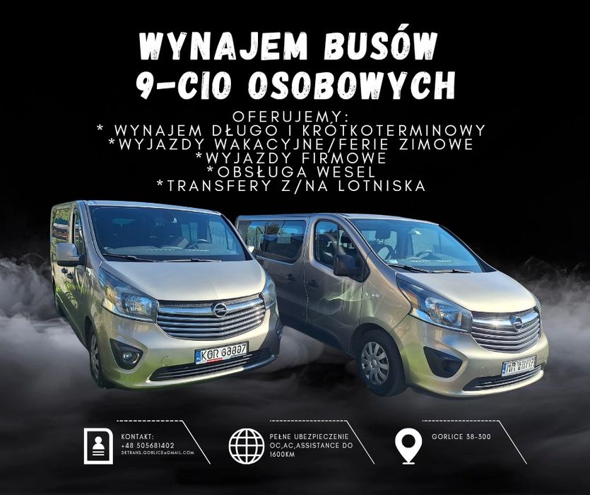 Wynajem Wypożyczenie busa 9 - osobowego, wakacje, ferie,wesela
Wy