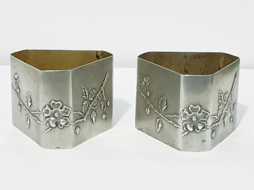 2 lindas antigas argolas de guardanapos em prata contrastada Javali II
