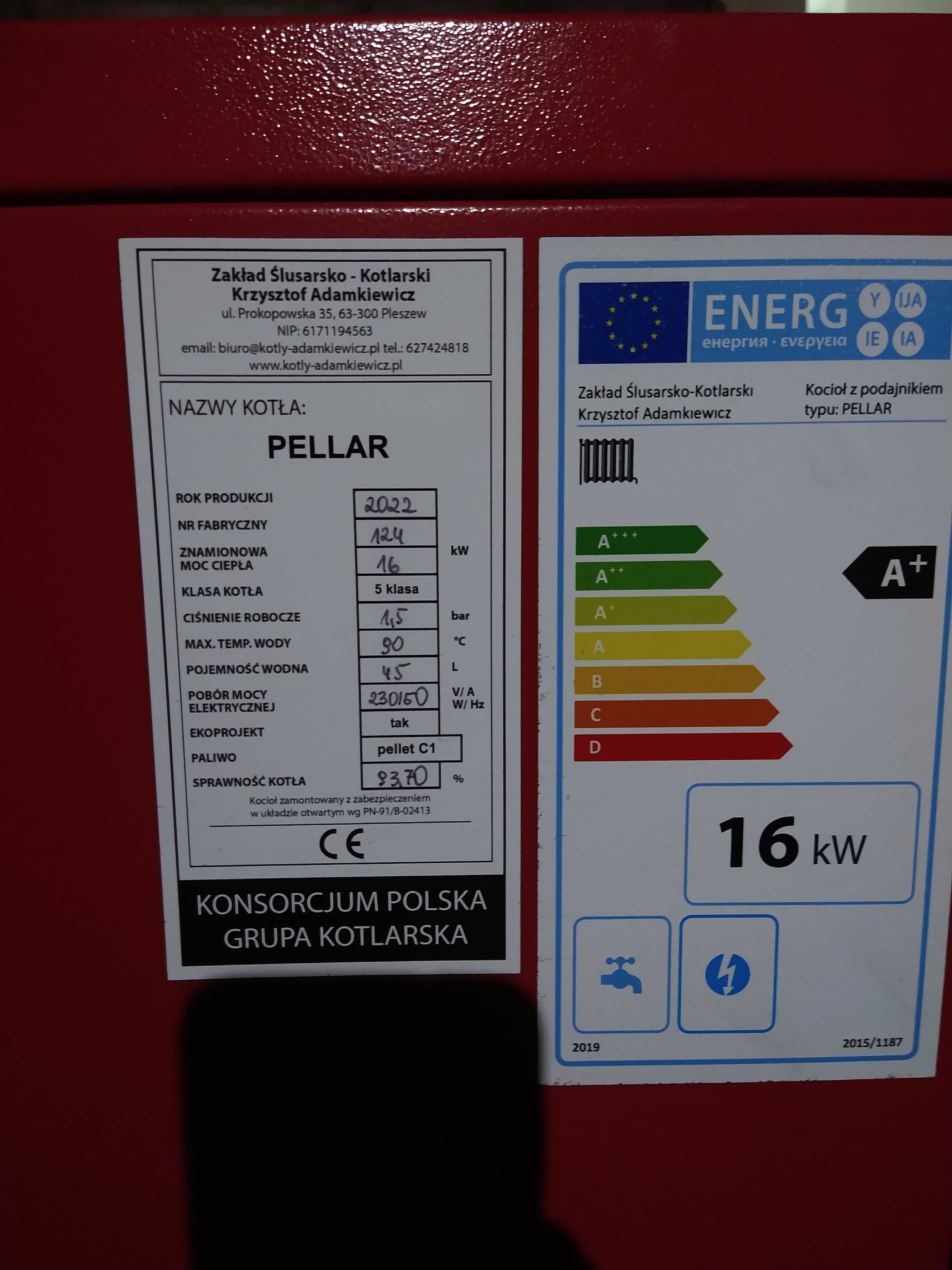 Kocioł PELLAR 16 kw 5 klasa