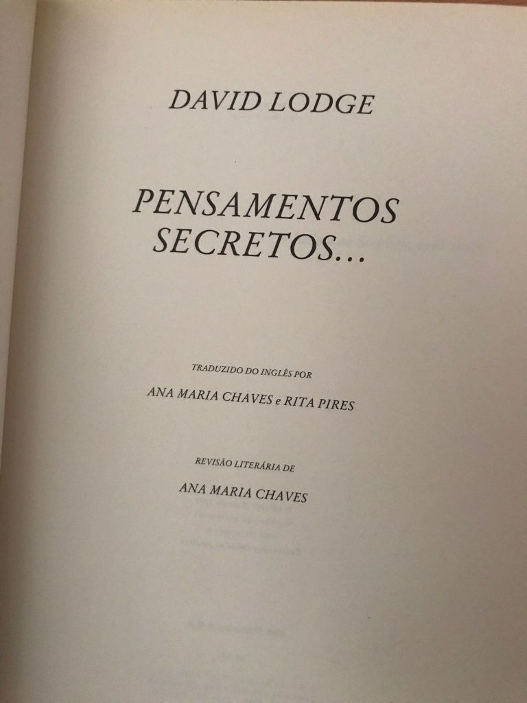 david lodge pensamentos secretos(Em nova condição)