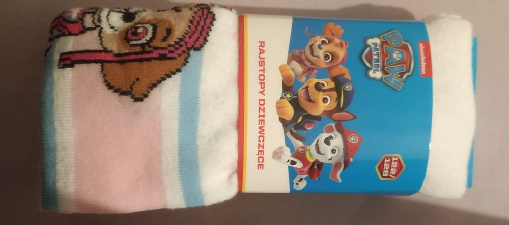 Rajstopy zimowe dziewczęce 122 grube psi patrol sky