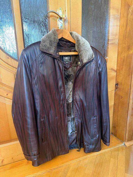 Зимова тепла  чоловіча шкіряна куртка