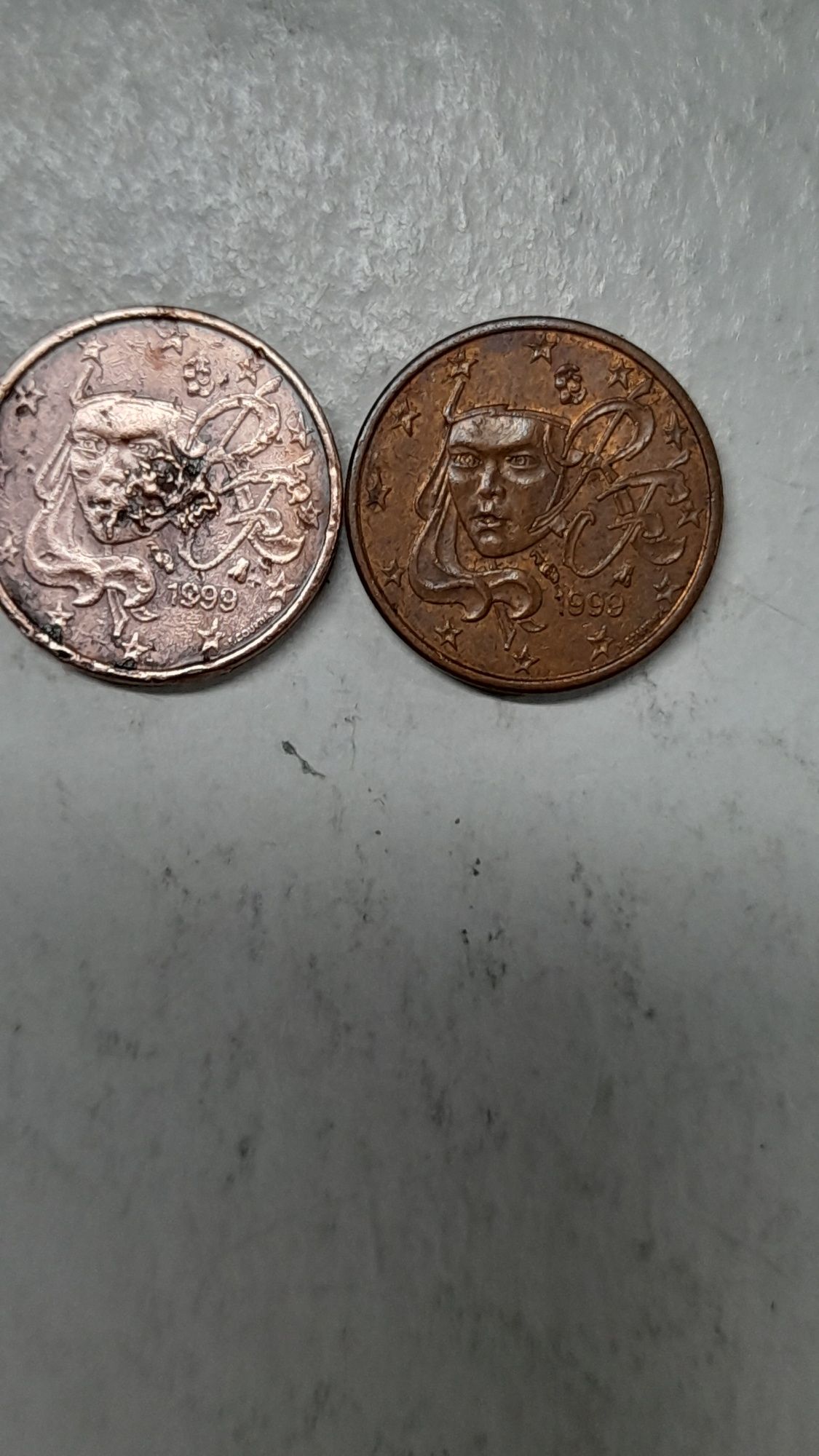 Moeda de 1 centimo de França  de 1999 rara