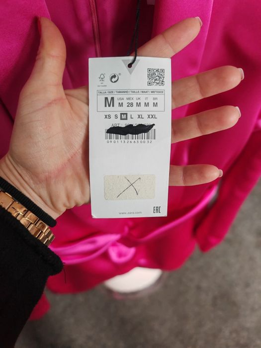 Nowa satynowa sukienka elegancka marynarka blezer fuksja zara