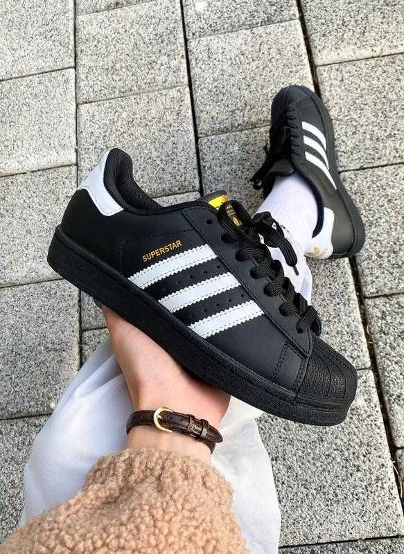 Жіночі кеди Адідас суперстар Adidas superstar чорні 36-40 НАЛОЖКА