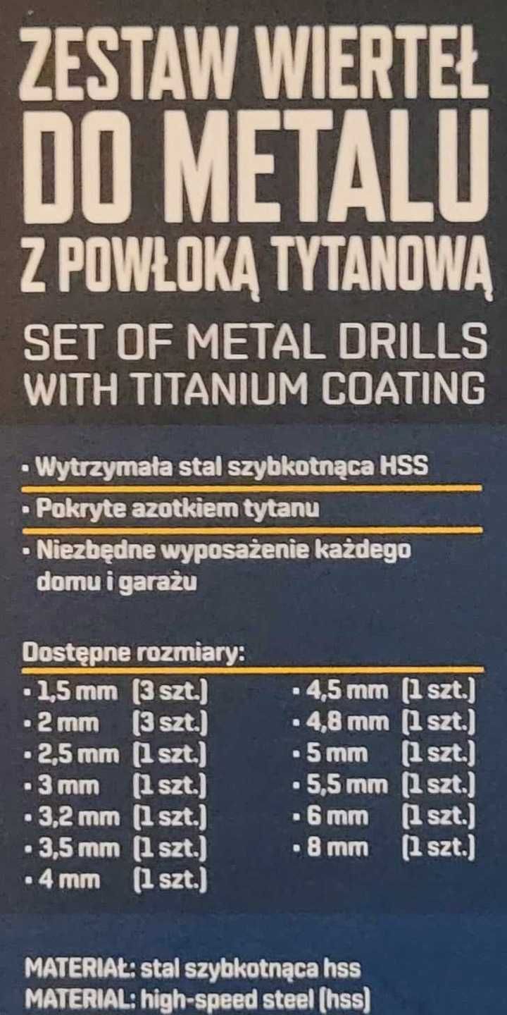 Zestaw wierteł do metalu z powłoką tytanową metal drewno 17 el. Niteo