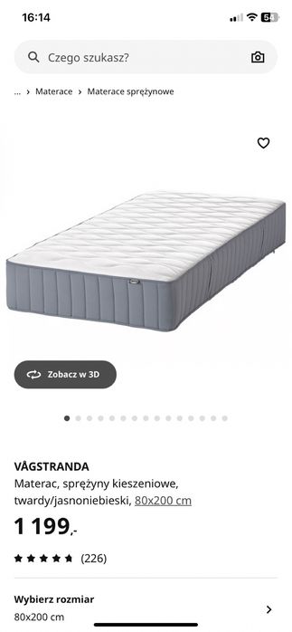 Materac Ikea 80/200 Vagstranda