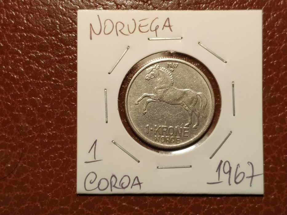 Noruega - moeda de 1 coroa de 1967 (animais)