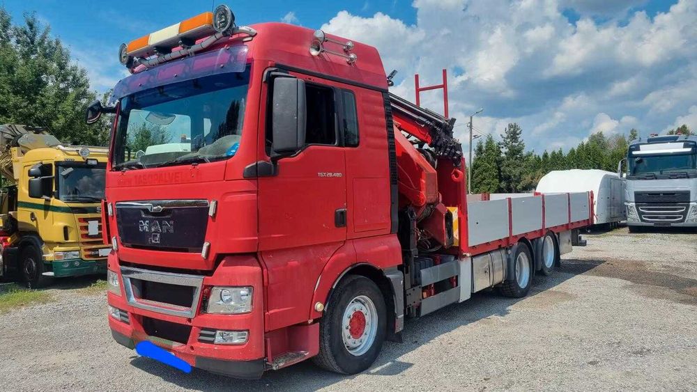 MAN TGX 28.480 HMF 4220+стріла FJ 900 26м кузов ще висувається на 1.5м