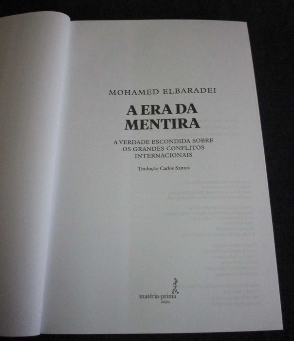 Livro A era da Mentira Mohamed Elbaradei Nobel Paz