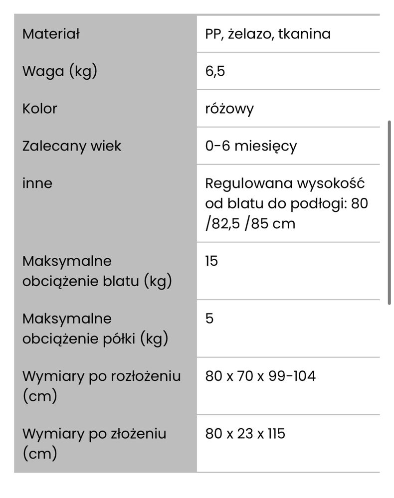 NOWY skladany przewijak dla niemowlat