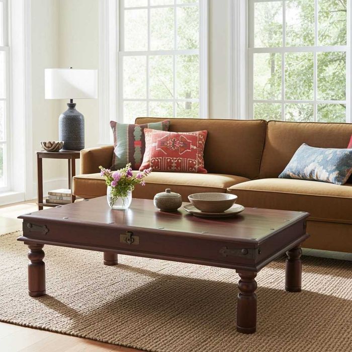 Stolik kawowy indyjski z litego drewna palisander.