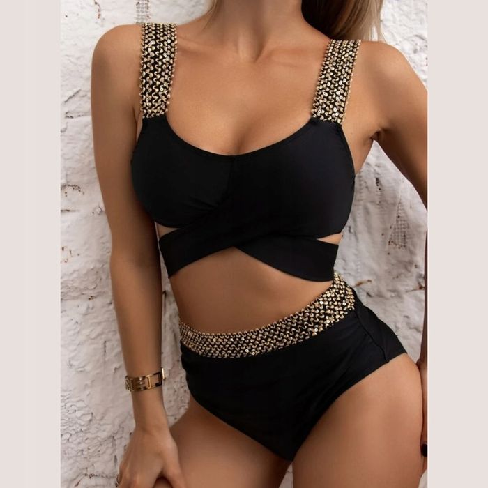Strój Kąpielowy Dwuczęściowy Wiązany Kostium Seksowne Bikini Wysoki St