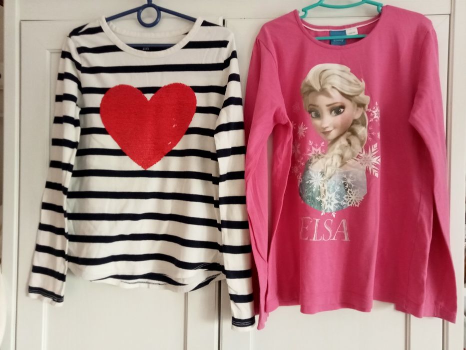 Dwie bluzeczki dla dziewczynki z długim rękawem na 9-10 lat