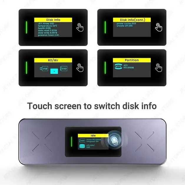 Кишеня для SSD JEYI i9X Visual Smart M.2, USB 3.2 Gen 2, 10 Гбіт/с