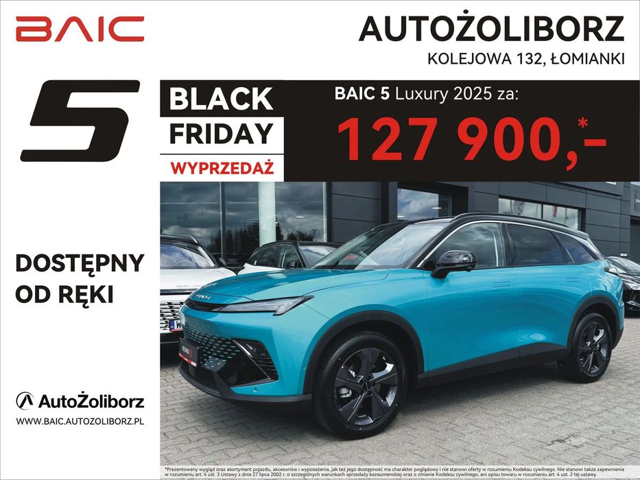 BAIC 5 LPG za 1 zł, Kredyt 50/50 0%, Polisa OC/AC za 1 zł