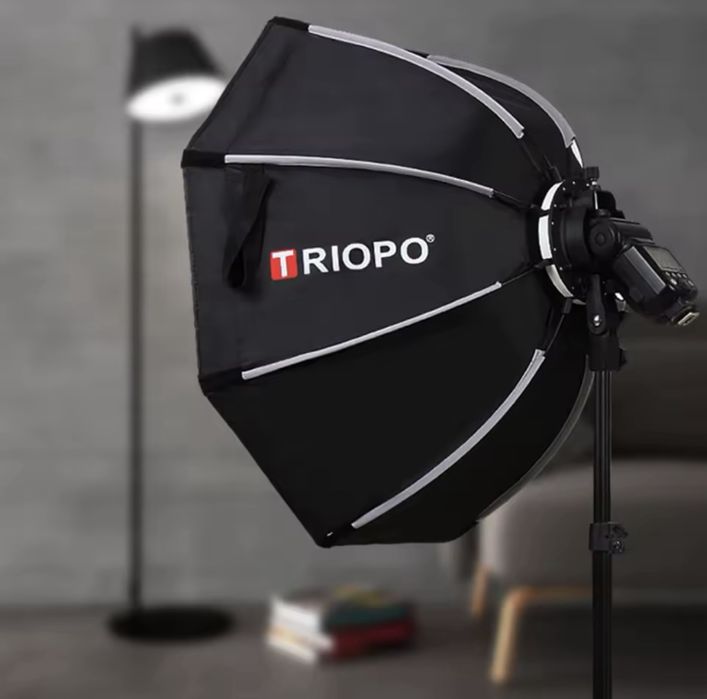 Софтбокс Triopo 65 см під накамерний спалах з ручкою тримачем (S-типу)