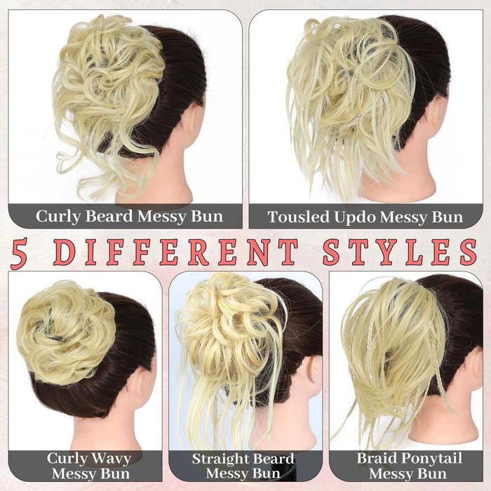 5x Treska do włosów kok doczepka do włosów naturalne blond 20cm 55g