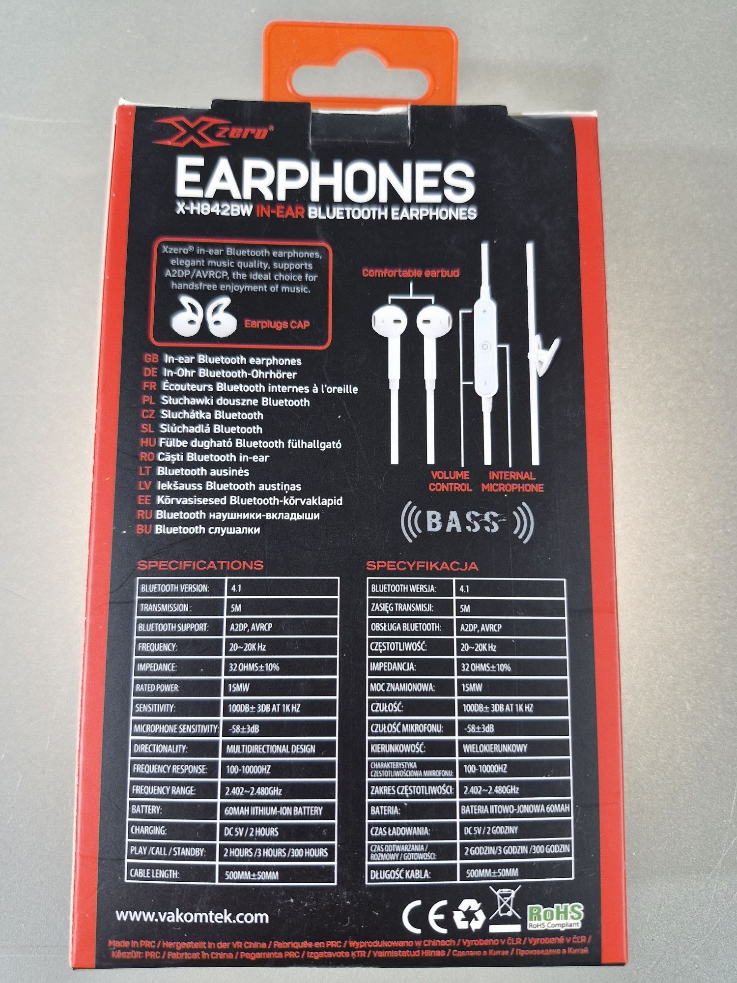 Słuchawki Bezprzewodowe Douszne Bluetooth X-Zero