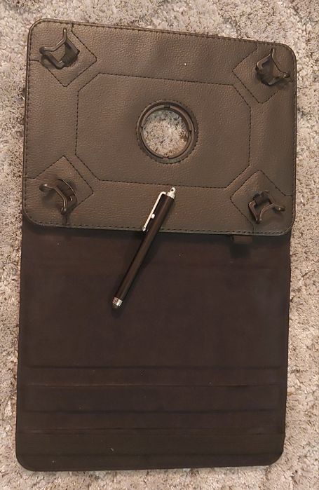 Capa + pen touch para tablet 7' a 8' rotativo 360 graus em couro