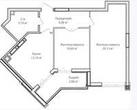 Двокімнатна квартира 59.5м² супер для молодят з лоджією. єОселя.