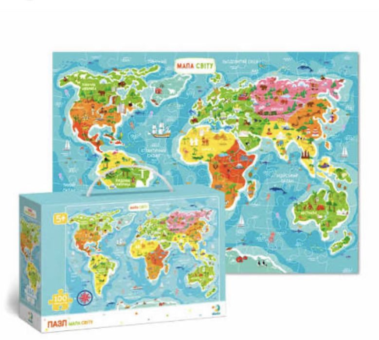 Пазли новорічні , карта світу
