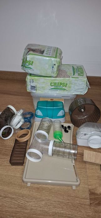 klatka dla chomika, zabawki, pożywienie, transporter super stan