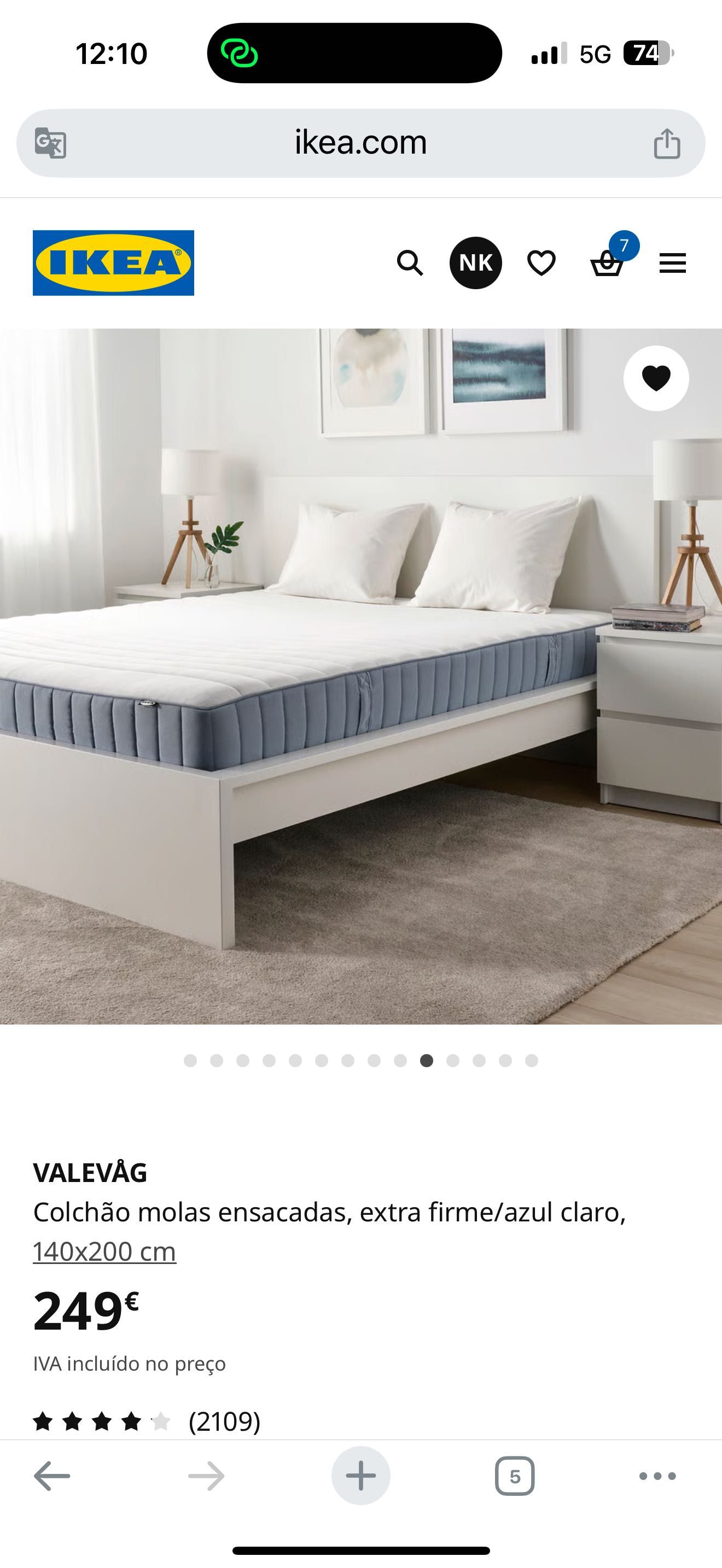 Colchão IKEA VALEVÅG (140×200 cm)