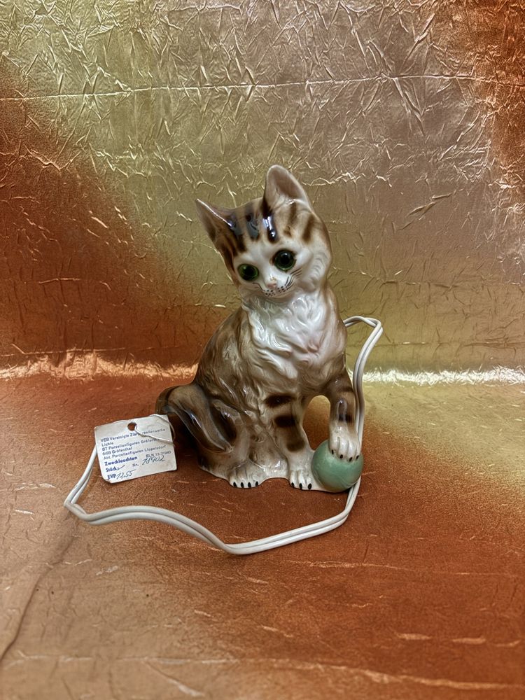 Нічник,Світильник/Порцеляна(фарфор)ГДР(Германія).Кораблик,Котик-бірка.