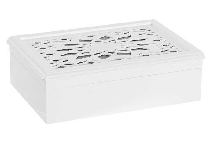 Caixa de 12 Relógios de Madeira Lacada Branca - 29x20x9cm By Arcoazul