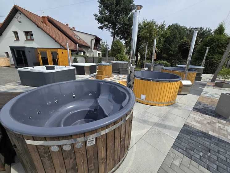 Balia ogrodowa z piecem, jacuzzi, sauna, ruska bania, spa