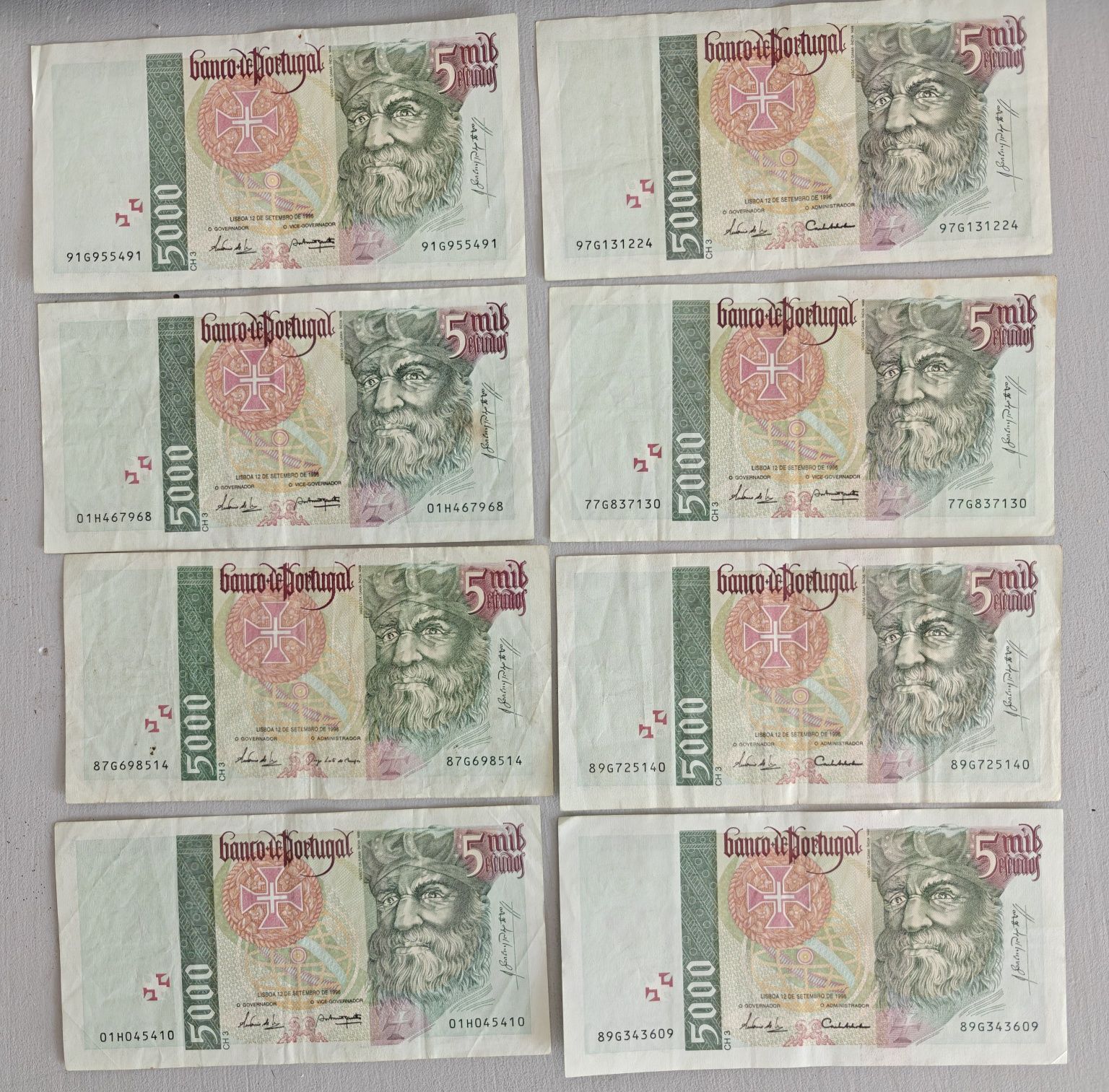 Lote de notas de 5000 escudos