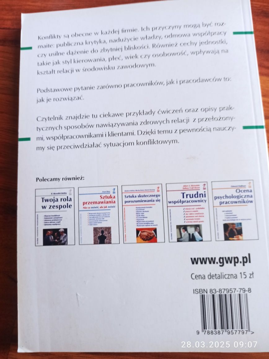 Sprzedam dobrą książkę Konflikty w pracy Robert J. Edelmann