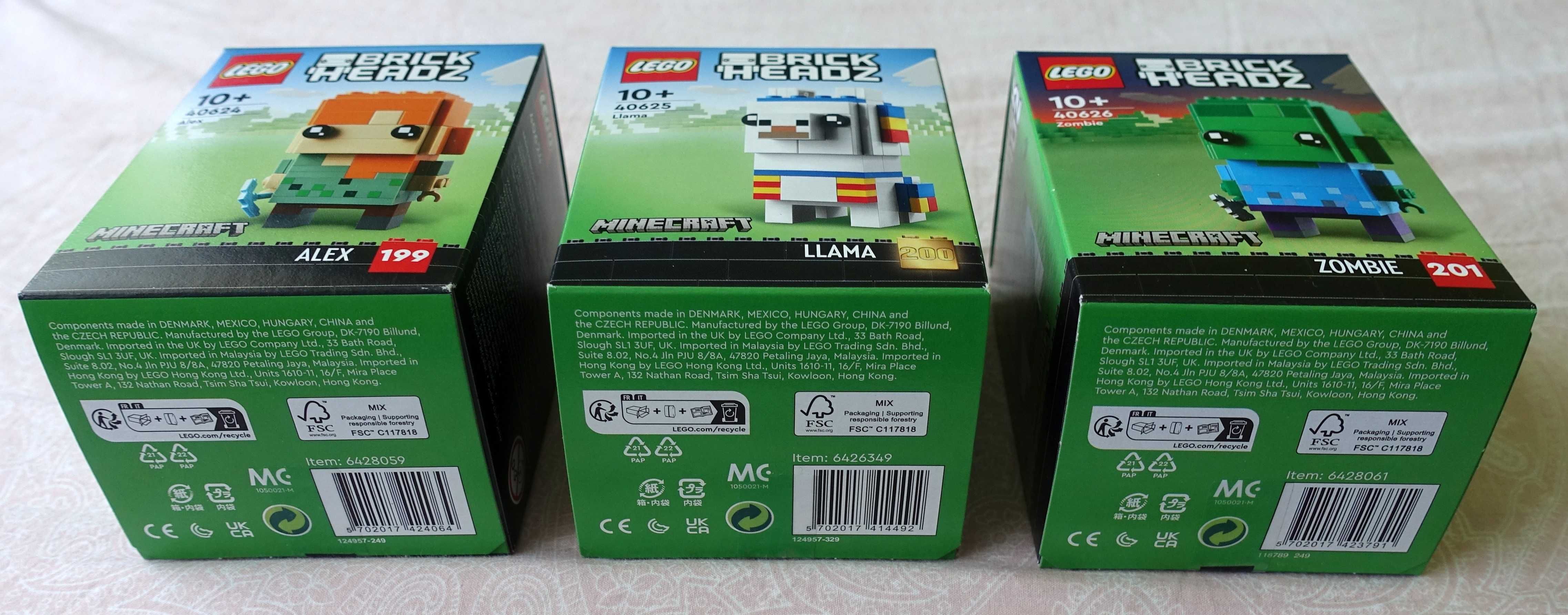 LEGO BrickHeadz Minecraft 40624 + 40625 + 40626 - Alex, Llama i Zombie