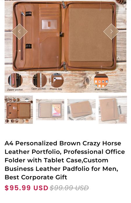 папка A4 из коричневой кожи, с отделениемц для планшета