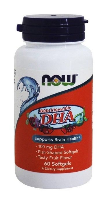 Now Foods, Жевательная Омега-3, ДГК для детей, фруктовый вкус, 60 шт