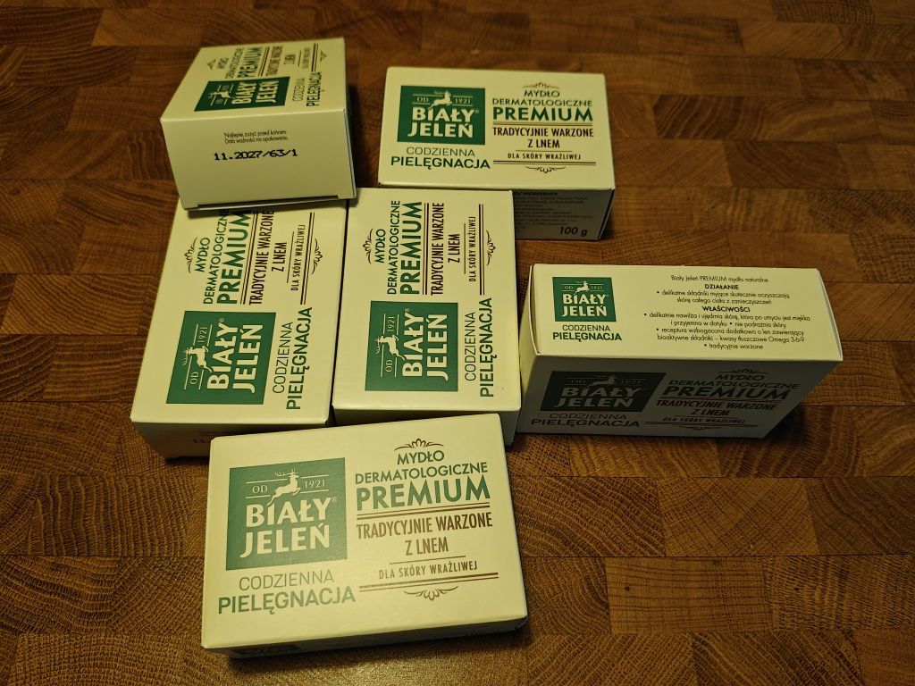 Mydło biały jeleń z lnem - 6 kostek