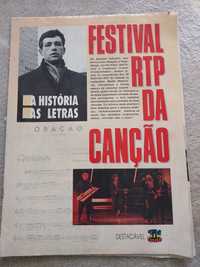 Revista TV guia com as  letras di festival da canção 1964 a 1989