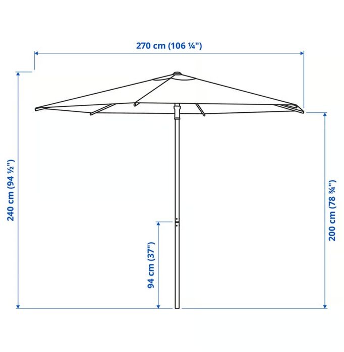 HÖGÖN
Parasol, jaskrawopomarańczowy, 270 cm