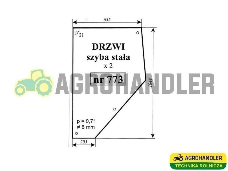 Szyba Drzwi STAŁA 773 MASSEY FERGUSON MF 3060, 3080