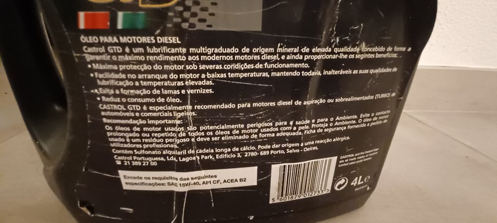 3 L de Óleo Castrol gtd 15w 30